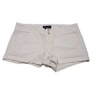 American Eagle Outfitters White Midi Shorts Stretch Size 0 Button Zip Pockets